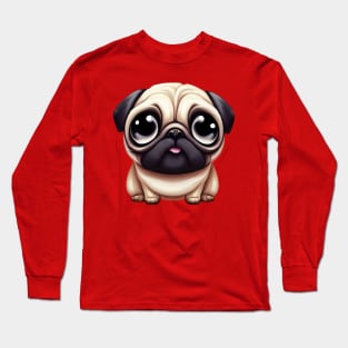 Vibrant Pug Illustration Long Sleeve T-Shirt